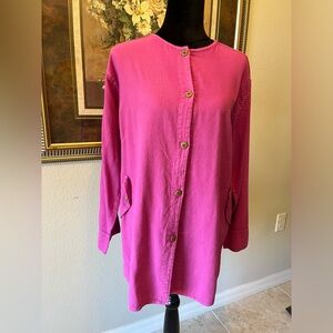 Vintage BOHO Hot Pink Cotton Tunic/Jacket Handmade in Guatemala - Size XL